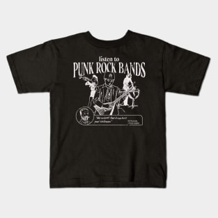 Listen to Punk Rock Bands // Funny Vintage Soviet Style Punk Rock Graphic Kids T-Shirt